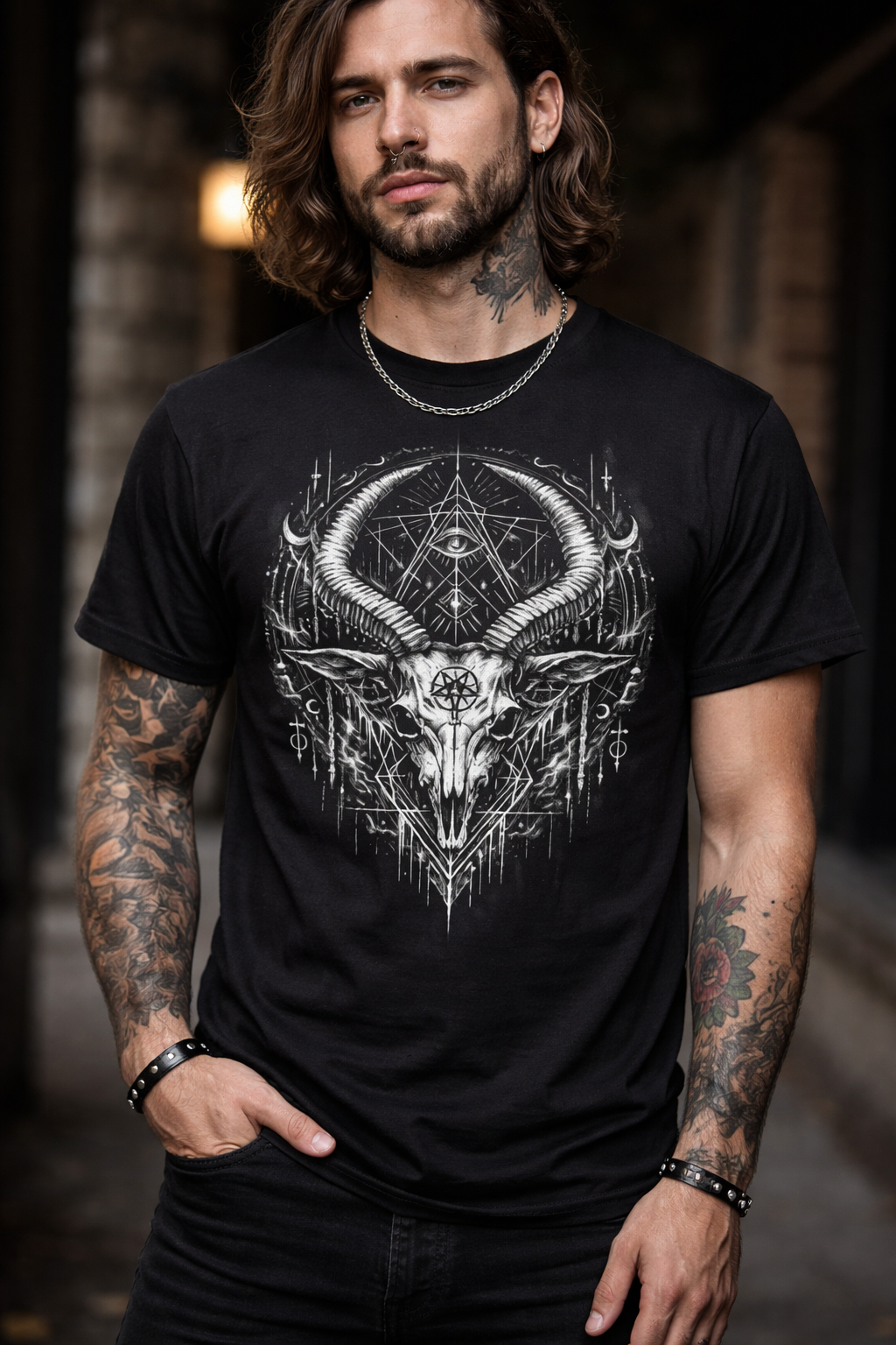 Camiseta Cabra Oculta Mística | Occult Goat Skull T-Shirt