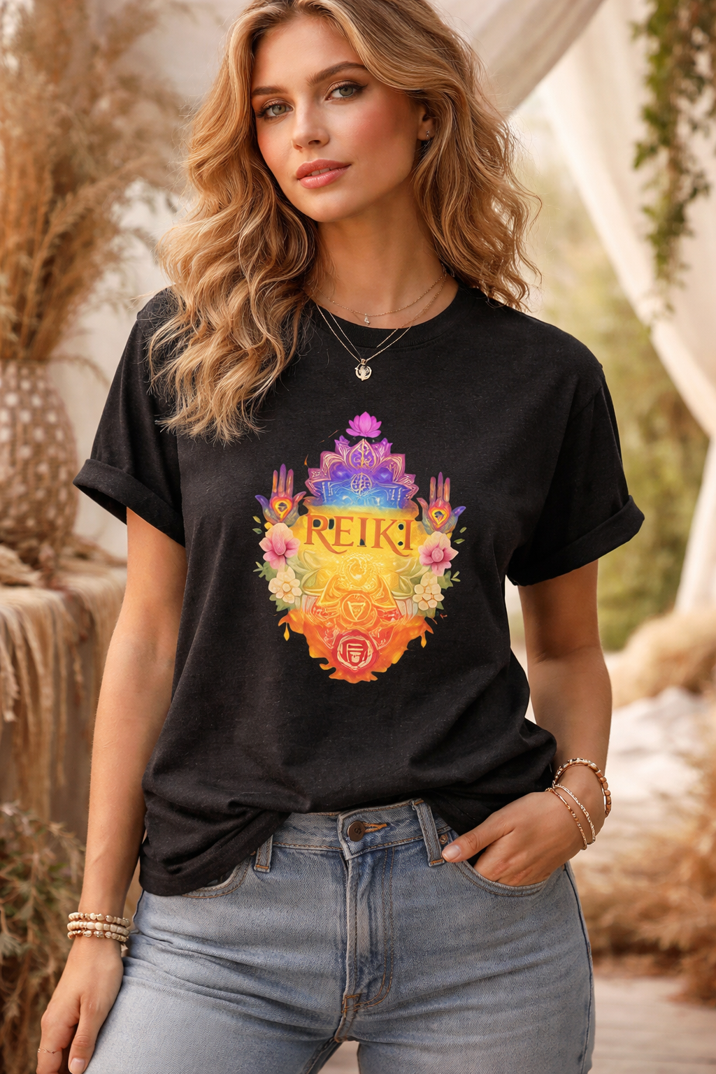 Camiseta Reiki Chakras | Reiki Energy Boho T-Shirt