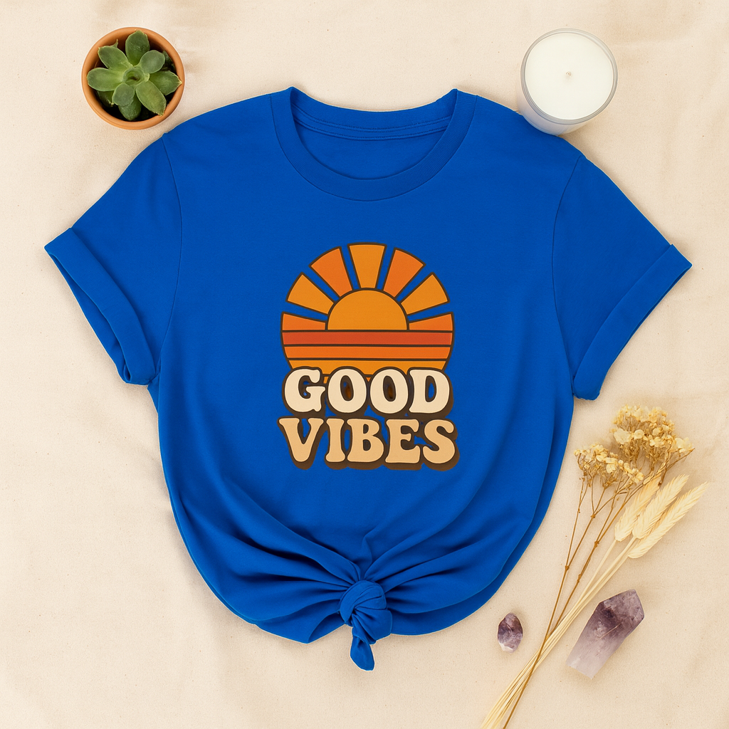 Camiseta Retro Good Vibes | Vintage Sunset Tee
