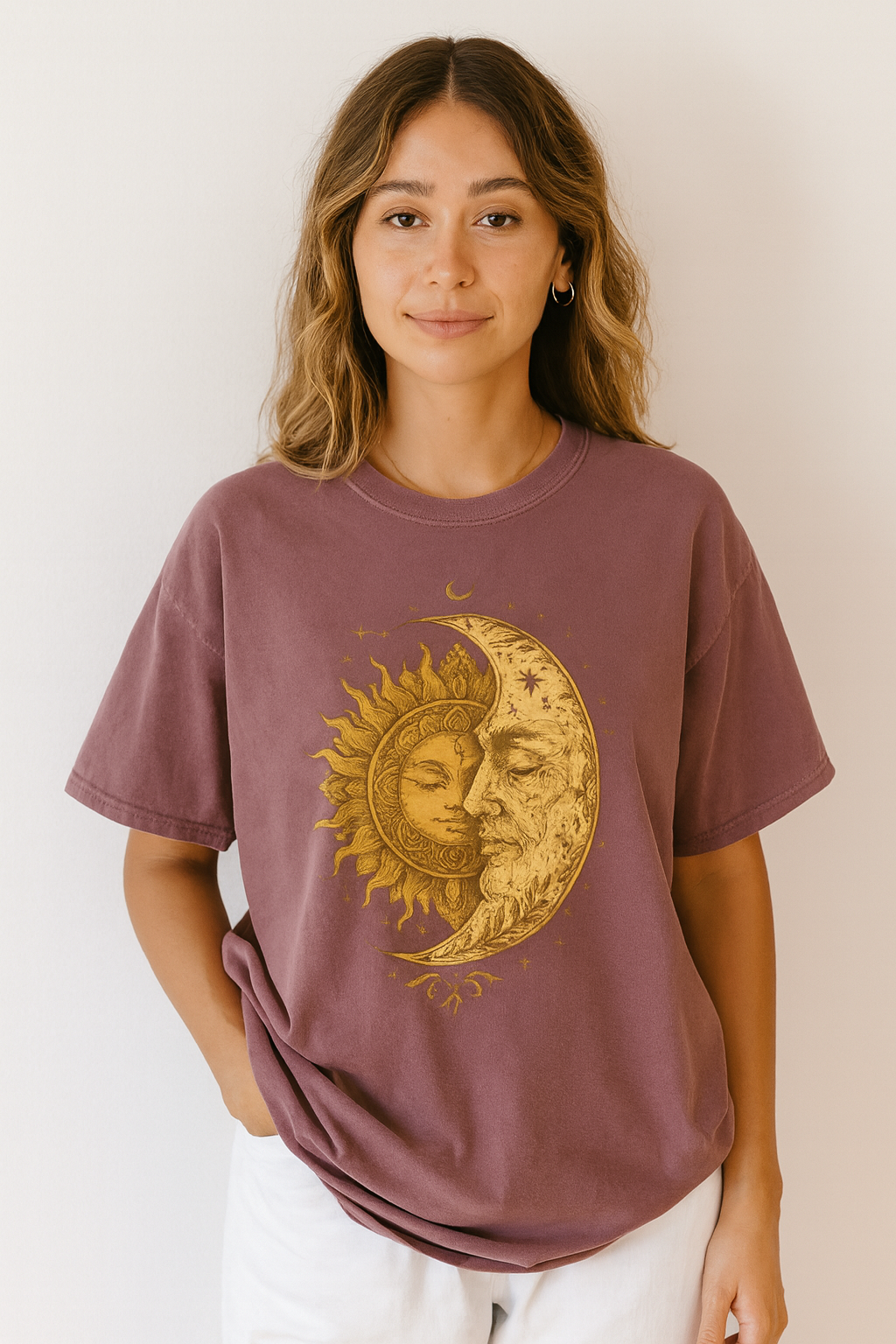 Sun & Moon Lovers Boho Mystic Tee | Vintage Spiritual Shirt