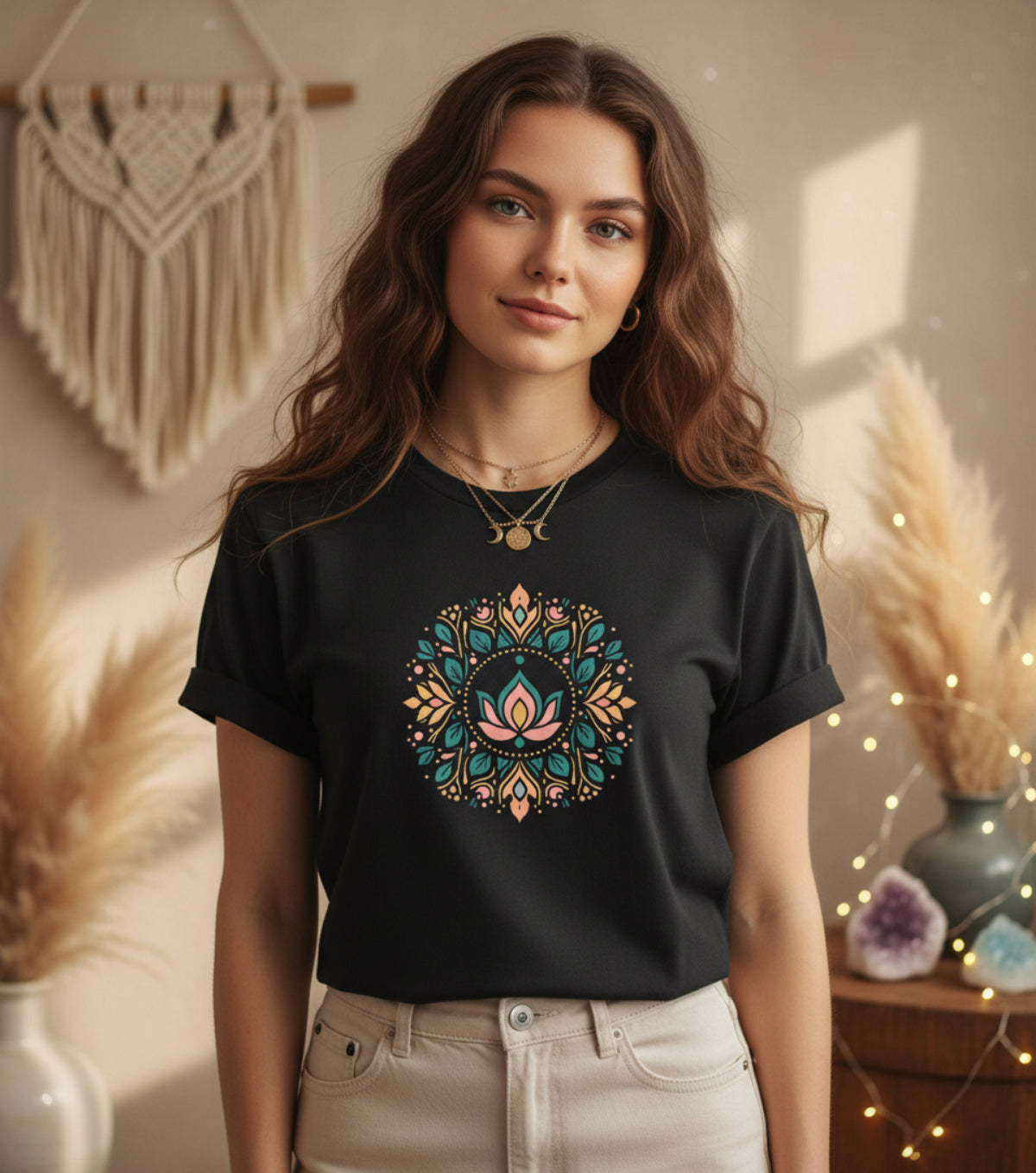 Camiseta Mandala Loto Boho | Mystic Lotus Mandala Tee