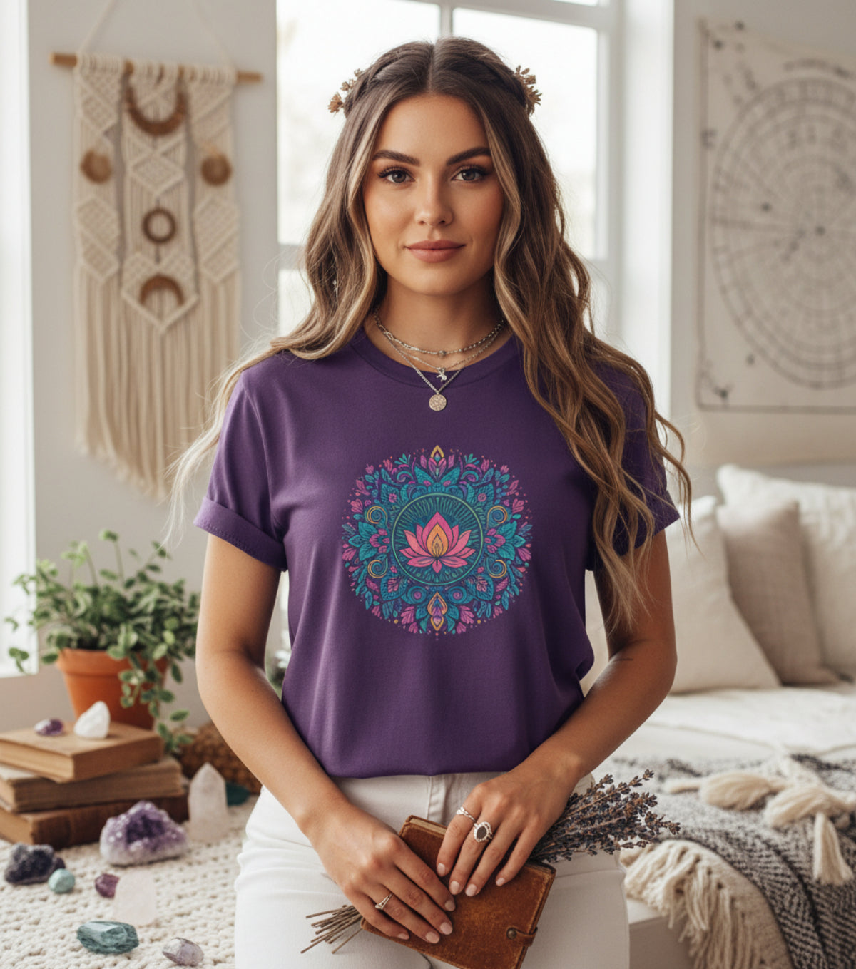 Camiseta Loto Mandala Boho | Mystic Lotus Mandala Tee